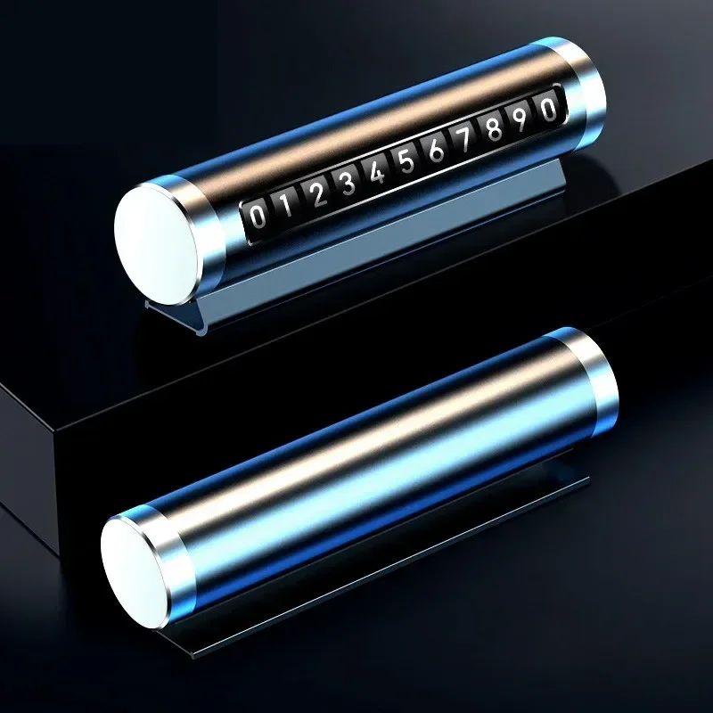 1pcs Temporary Parking Phone Number Plate Mobile Parking Card Metal Aluminum Roller Luxury Car Interior