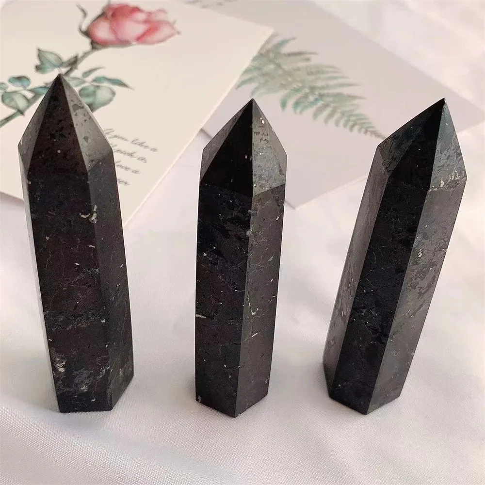 Elite Natural Shungite Tower Point for EMF Radiation Protection, Fengshui Energy Healing Crystal Stone, Wiccan Altar