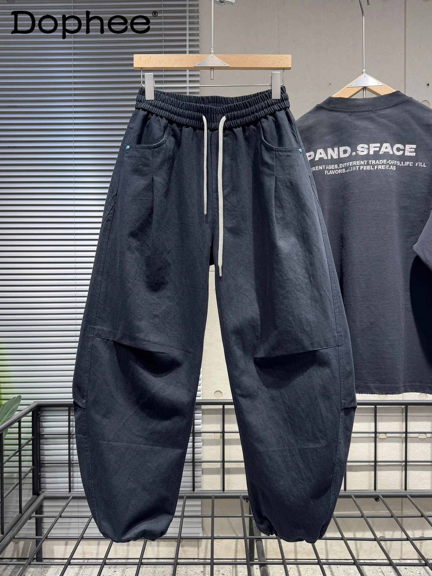 

2025 зимние модные свободные повседневные длинные брюки в американском стиле ретро, модные молодежные красивые мужские черные широкие джинсы