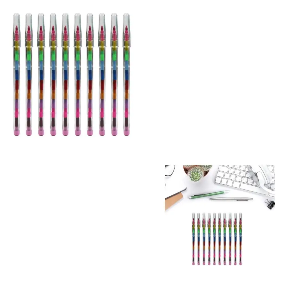 10/24Pcs Stackable Crayon Pencils Party Favor Kid 11 Color Building Block Colorful for School Boys Girls
