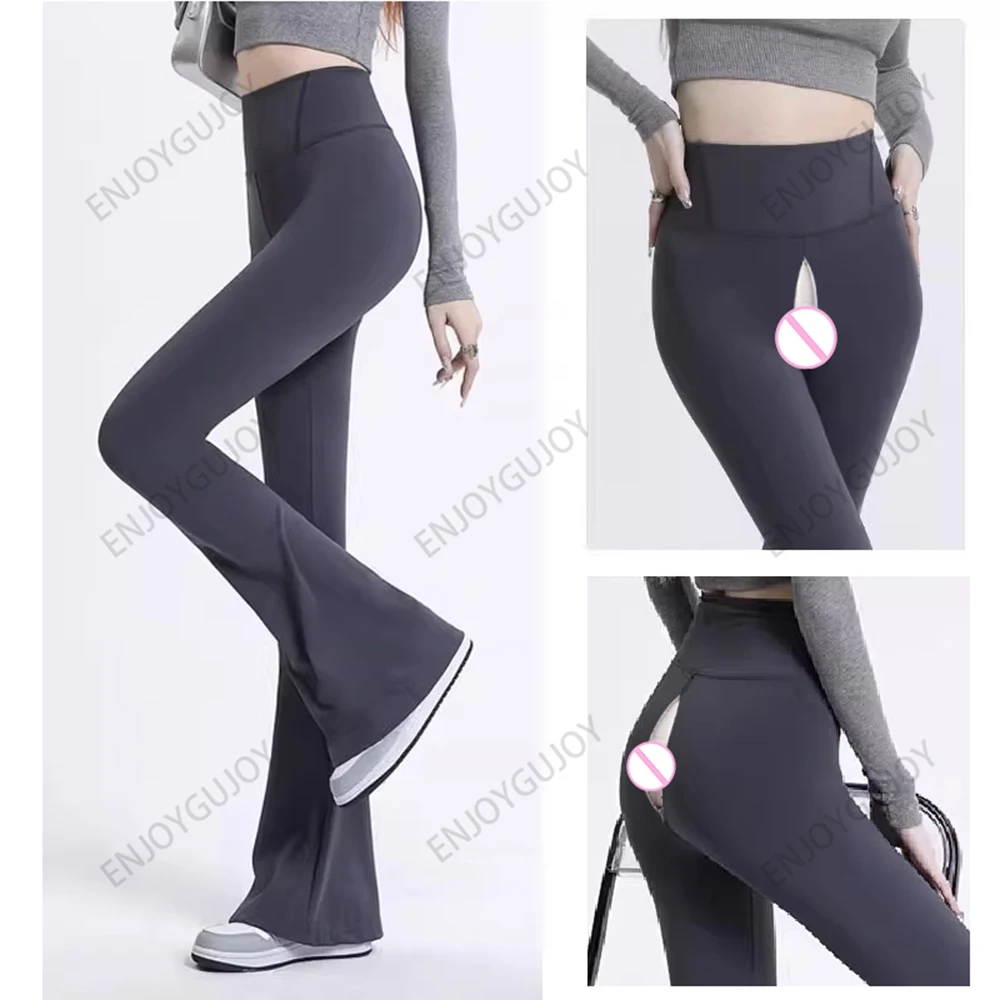 Gym Stretch Yoga Flared Pants Women's，Running Fitness Pants，Invisible Open Crotch Outdoor Sex，High Waist Leggings Exoticism