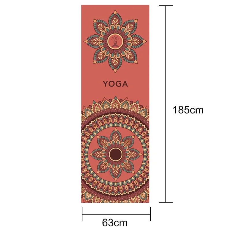 63*185cm Non-slip Yoga Mat Blanket Towel Gym Fitness Pilates Exercise Sports Travel Pattern Home Yoga Mat Cover Quick-drying