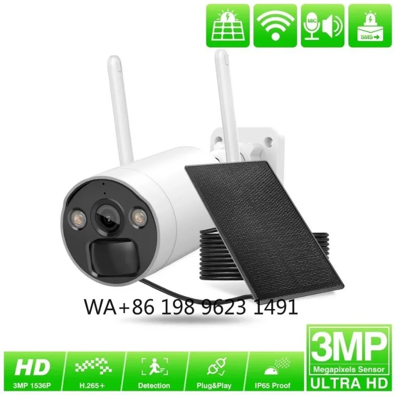 H.265+ 2K Solar WiFi IP  Surveillance Kit 4CH 3MP Battery Powered Smart Control Set