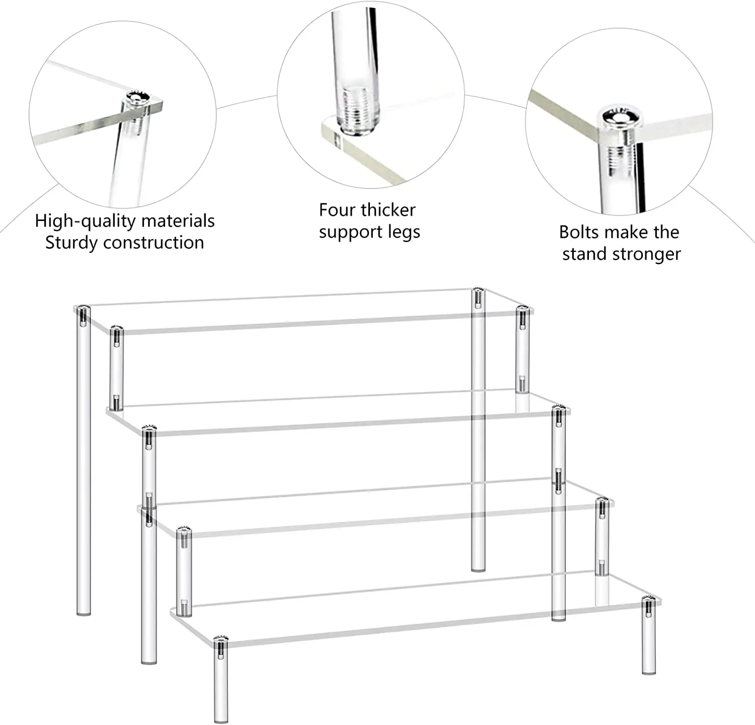 Acrylic Display Riser Shelf Display Stand for Amiibo Funko Pop Figures Collection,Dessert Cupcakes Stand Makeup Perfume Holder