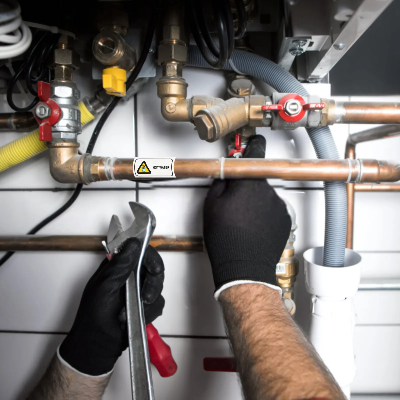 

Hot Water Warning Sticker Caution Sign Adhesive Safety Label Alert for Commercial Use Hot Water Warning Label Caution Stickers