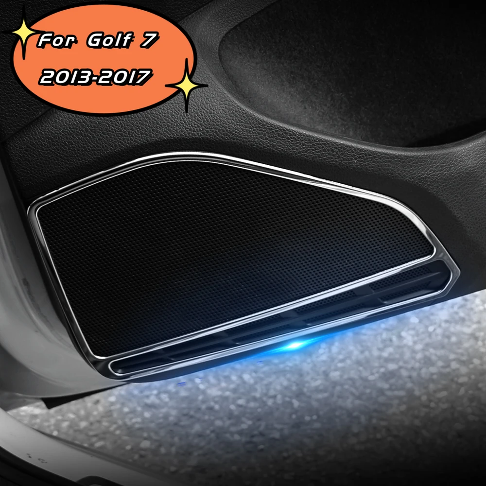 4Pcs/set Stainless Steel Car Door Speaker Audio Sound Loudspeaker Cover Trim for Volkswagen Golf 7 MK7 7.5 MK7.5 2012 - 2019
