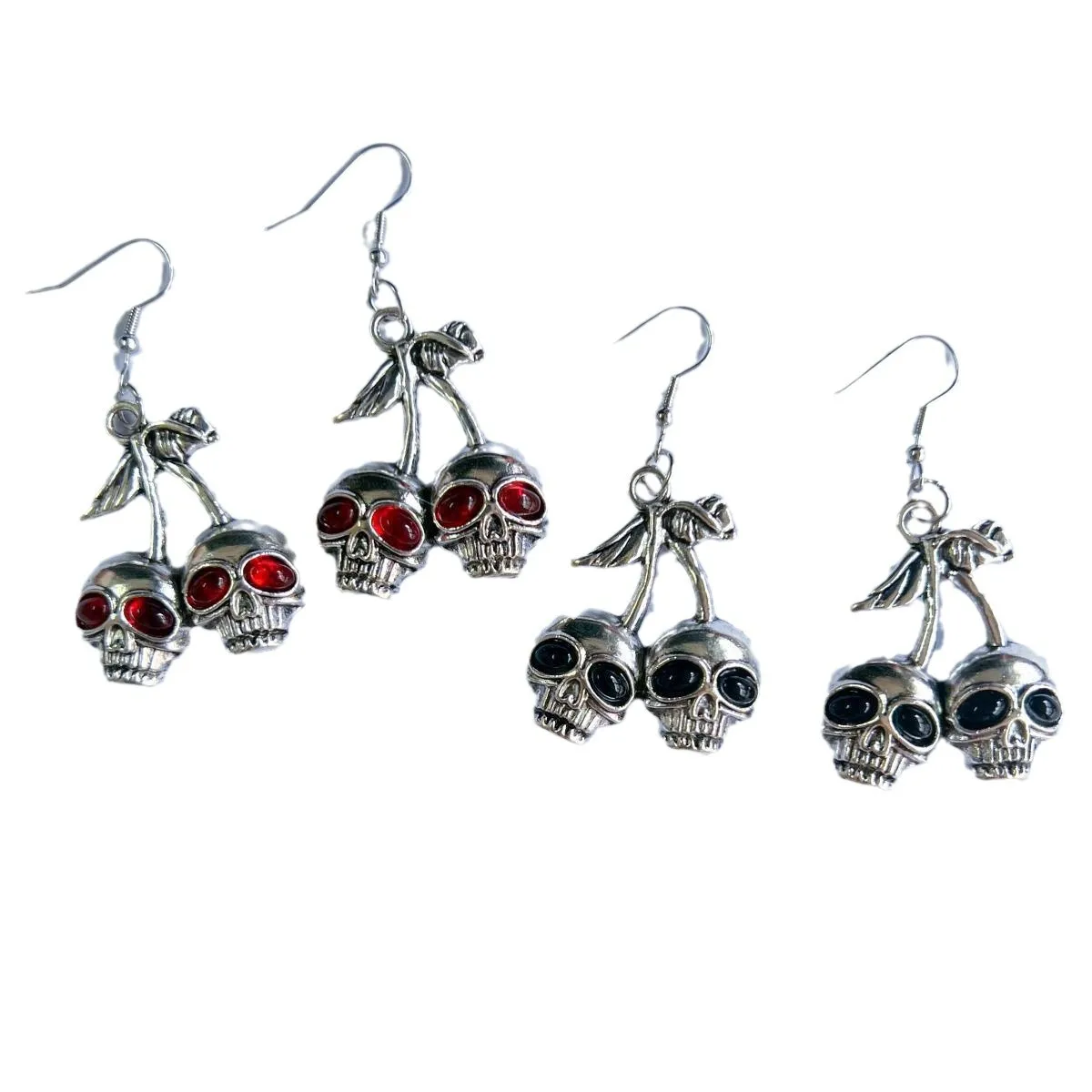 

Gothic Halloween Cherry Skull Drop Earrings for Women Spooky Bat Skeleton Hands Spider Cobweb Stud Earring Cosplay Party Jewelry