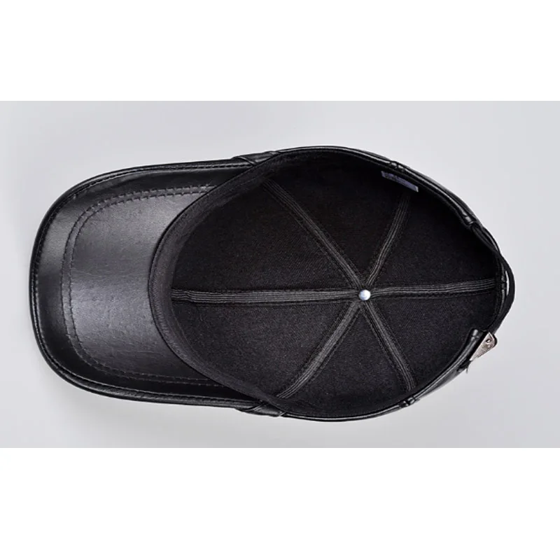 New Men Real Leather Baseball Caps Sheepskin Casual Men Youth Duck Tongue Warm Hats Hip Pop Bonnet Femme