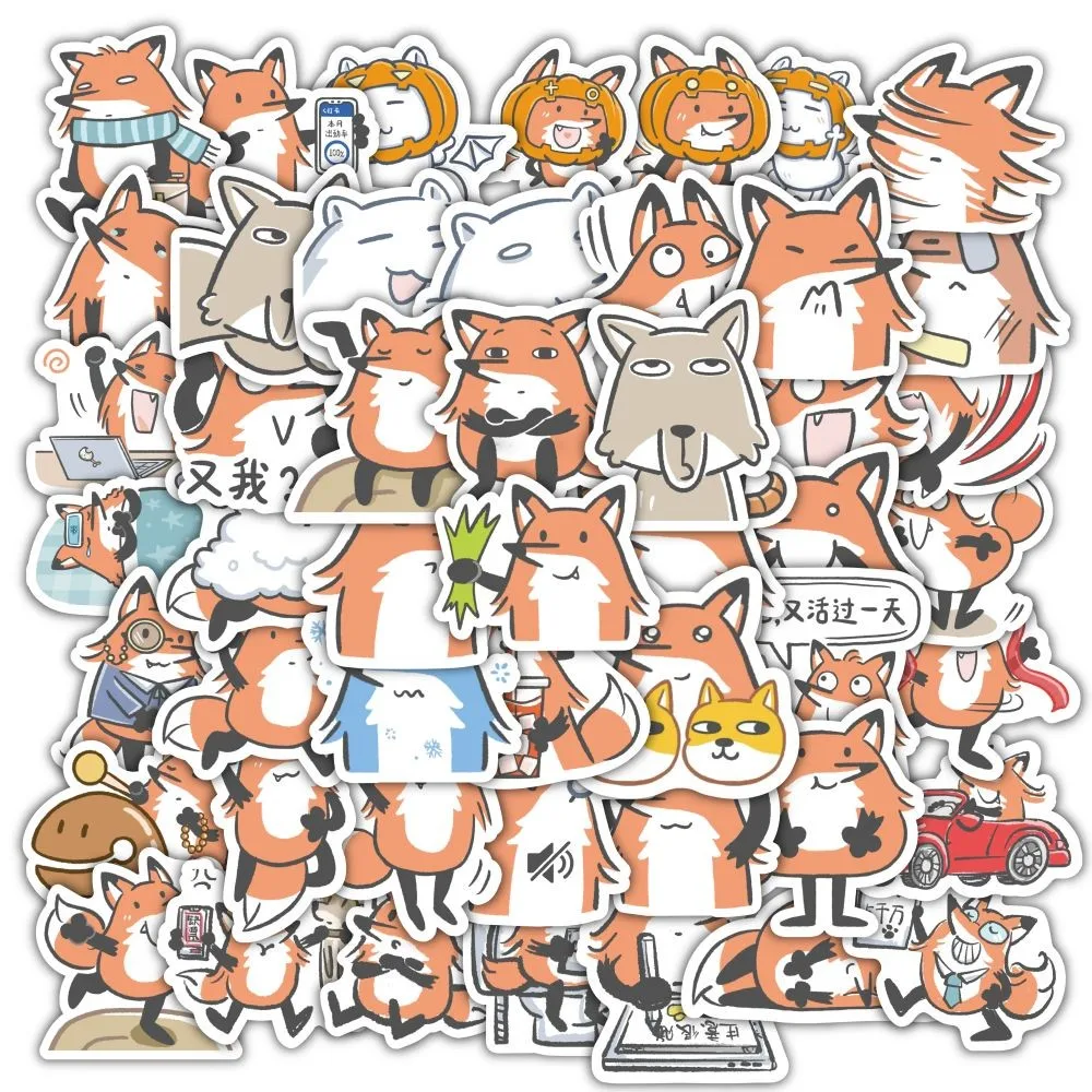 

60 шт. милые наклейки в форме лисы-наклейки с мультяшными животными для DIY и декора магазина наклеек BulingBulingStickers