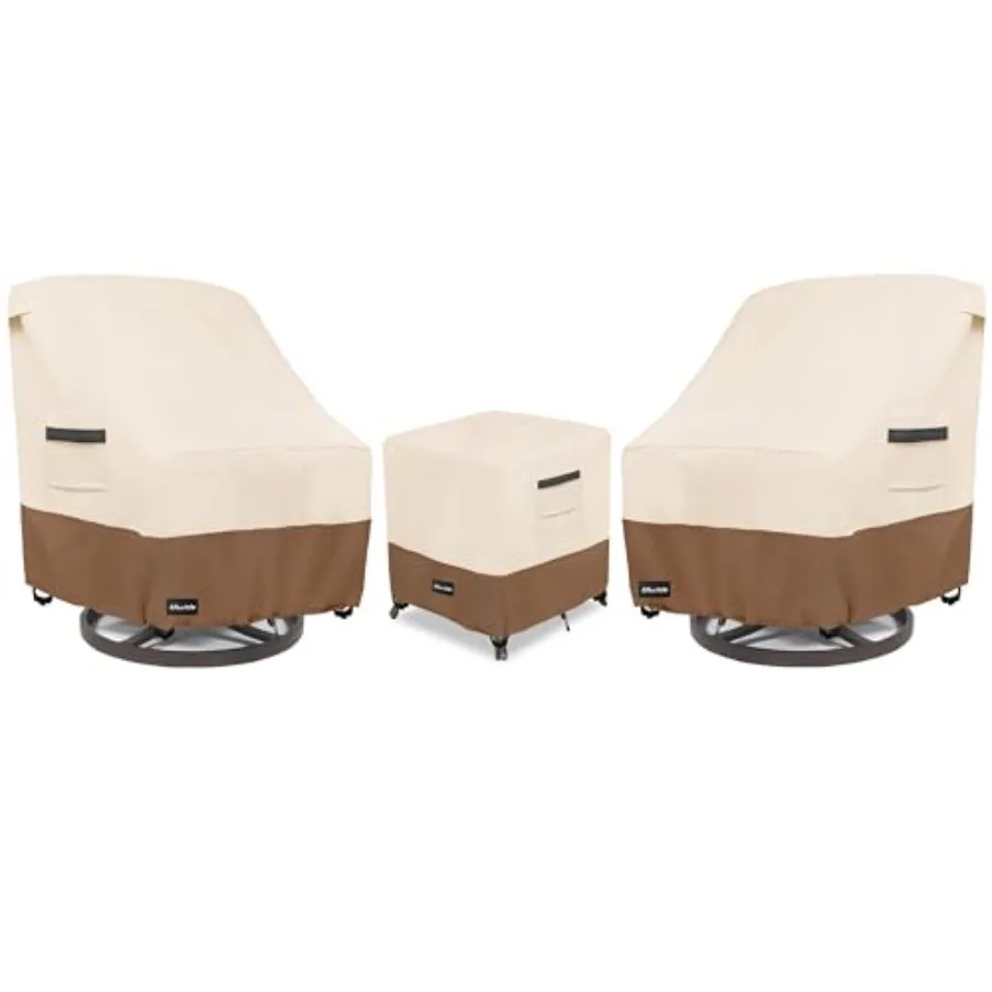 

Комплект из 3 чехлов для садовой мебели (600D, водонепроницаемые, особо прочные) с 2 чехлами для поворотных стульев и 1 чехлом для плетеного кресла