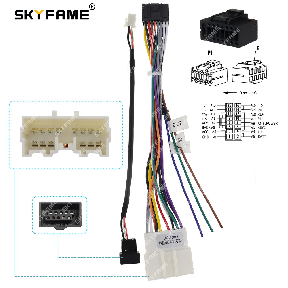 SKYFAME Car 16pin Wiring Harness Adapter Android Radio Power Cable For Dongfeng Joyear Mitsubishi Eclipse