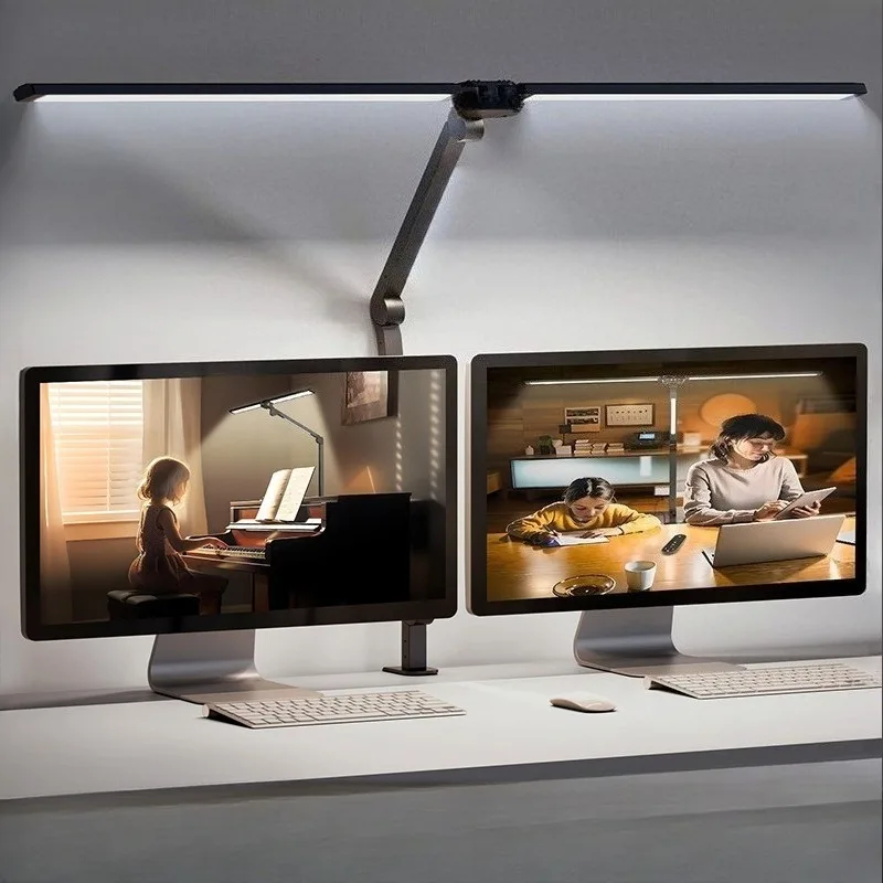 Suitable for Home Office Dual Head with Clip and Adapter Adjustable Gooseneck Desk Lamp Suitable for Work Drafting and Learning