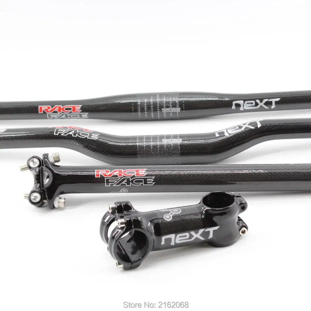 Brand New Next Mountain&Road Bike 3K Full Carbon Fibre Bicycle Handlebar carbon Seatpost Stem 6/17 Angles MTB Sets