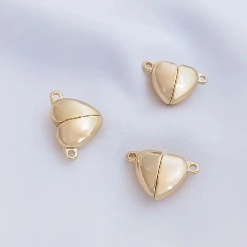 14K Gold Plated Heart magnetic buckle Heart shaped magnetic suction link buckle DIY necklace accessories end accessories