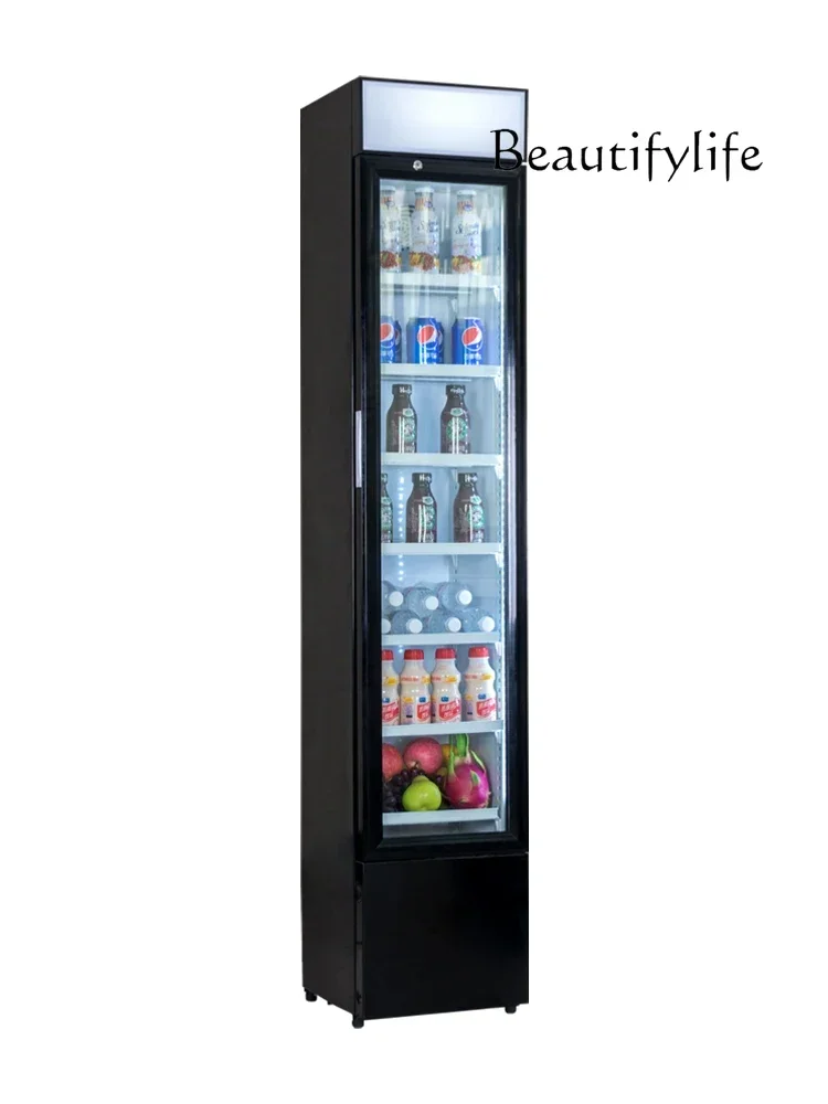 

Vertical refrigerated display cabinet 105 Commercial fresh-keeping drinks Glass door Small freezer 1.8 meters Cake drinks