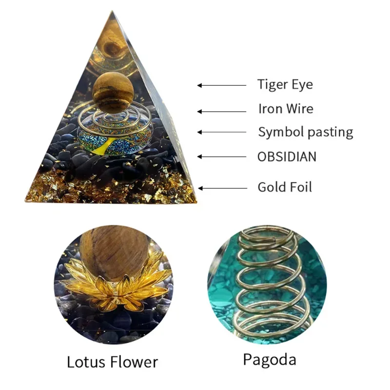 الطاقة الهرم أورجونيت الريكي الجمشت الطبيعي الكرة شفاء كريستال شقرا أداة الحلي الراتنج الأحجار ديكور المنزل الهدايا #2