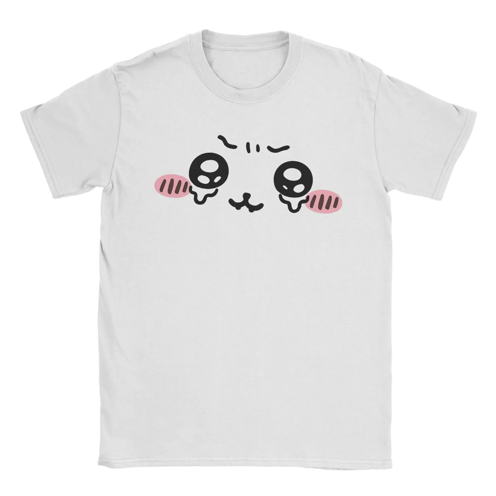 Camisetas Chiikawas con Estampado de Caras Lindas para Hombre, Camisetas de Algodón 100% para Ocio, Cuello Redondo, Manga Corta, Tallas Grandes