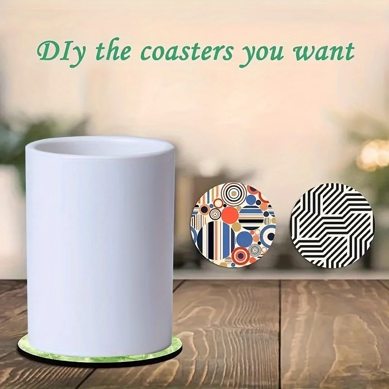 30PCS Washable Blank Sublimation Coasters,Soft 10cm Cup Coasters- Anti-Slip, Bendable for DIY Festive Occasions