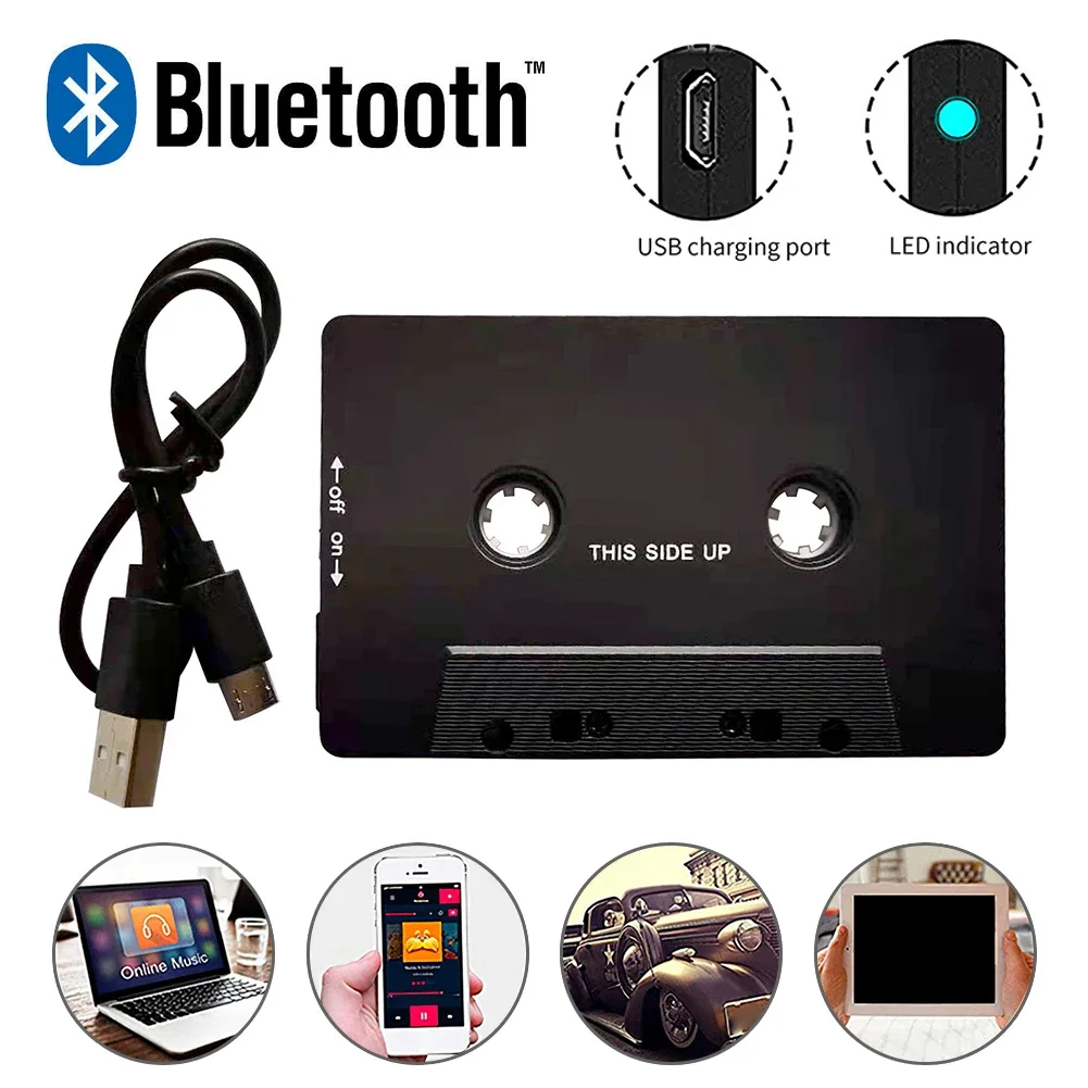 Bluetooth AUX Audio Adapter Car Wireless Cassette Tape BT 5.0 Converter Universal AutoCar Tape AAC MP3 SBC Stereo Player