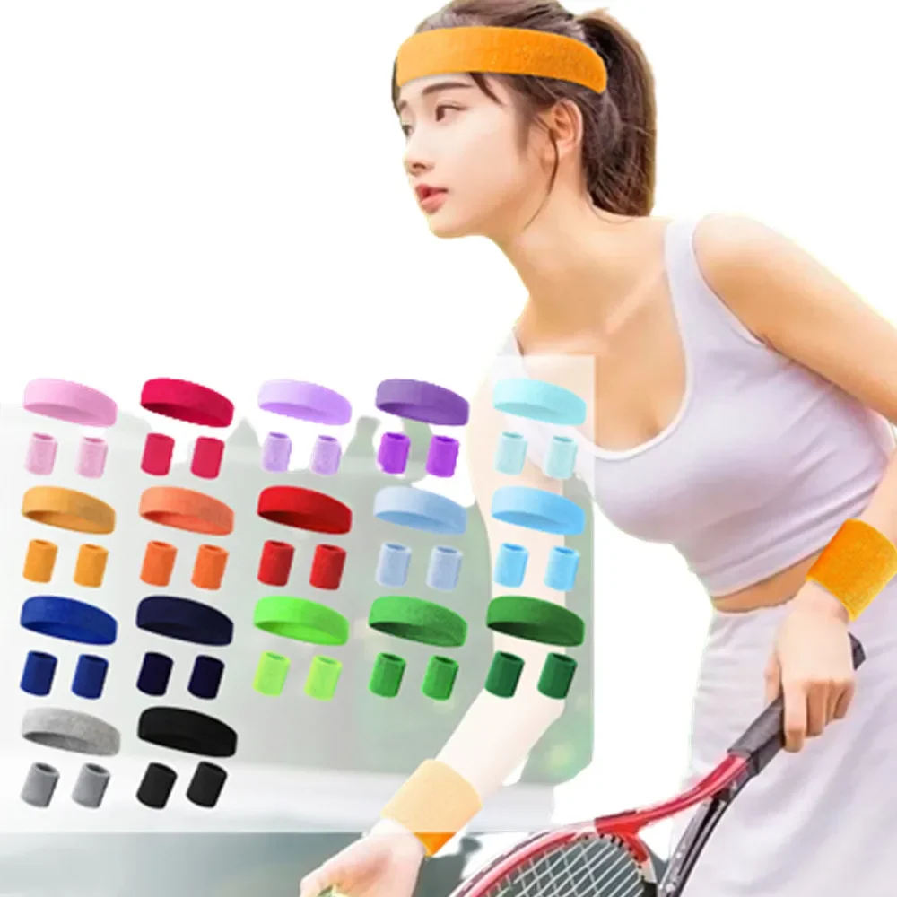 3 sztuk/zestaw męskie opaska sportowa opaska Stretch elastyczny odkryty Sport potu pałąk nadgarstek kobiety siłownia działa tenis Headwrap