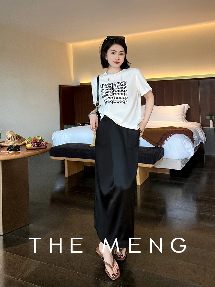 

Женская летняя модная юбка миди из ацетатной шерстяной вязки с высокой талией и прямым кроем от бренда Meng Premium