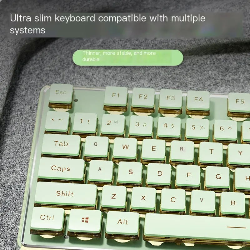 V3 Ultra Slim Silent Wired Keyboard Green Mechanical Touch Computer Female Office Keyboard Gaming Mute Ergonomics for Girls Gift