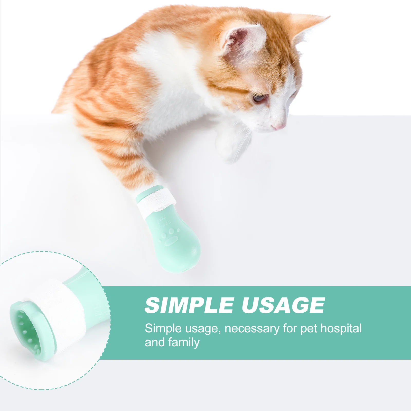 

4pcs 1Pair Premium Silicone Cat Feet Cover Anti-Scratching Protection Bath Articles Ear Cleaning Bathing Supplies For Cats Green