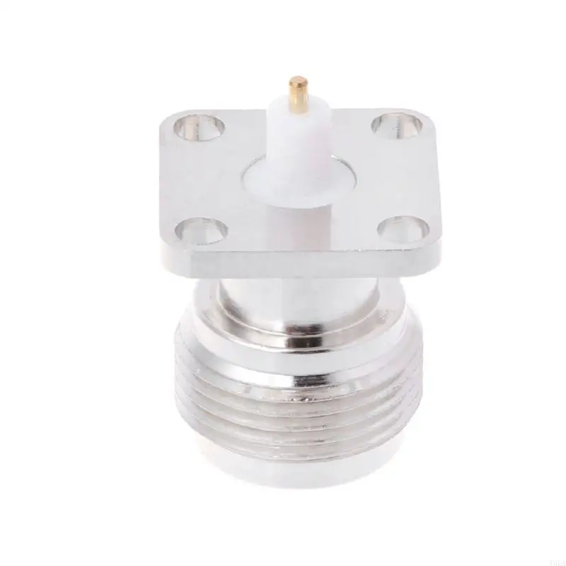 T5EA N-KFD-5 แจ็คตัวเมียแผงเมาท์ RF Coax Connector หน้าแปลนบัดกรี Nickelplated