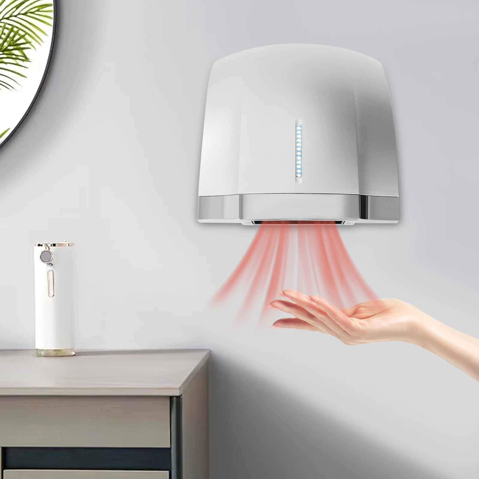 مجفف يدوي تجاري بقدرة 1800 وات بالهواء الساخن والبارد، مجفف يد كهربائي أوتوماتيكي مع مستشعر الأشعة تحت الحمراء للحمام، تجفيف سريع 12 ثانية #1