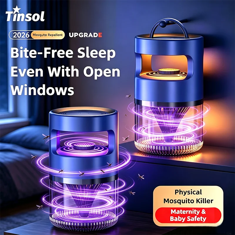 TINSOL 2-in-1 Inhalation Mosquito Lamp, Plug-in Silent Electric Mosquito Killer and Catcher, Purple Light Mosquito Lamp