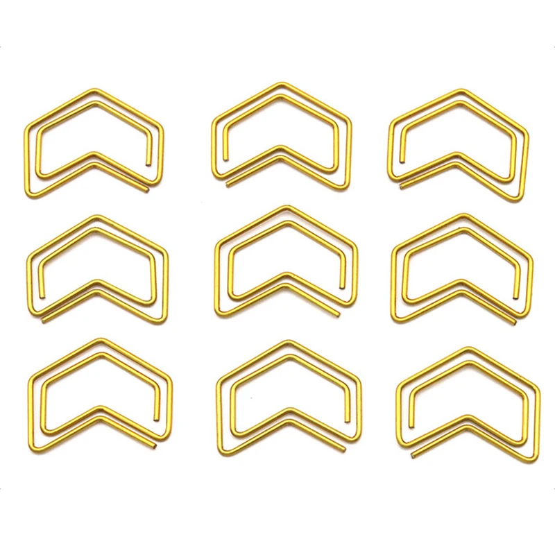 Gold Geometric Shaped Paper Clip Arrow Shape Creative Metal Paperclip For Bookmark Planner Notebook Stationery Clip Decorative