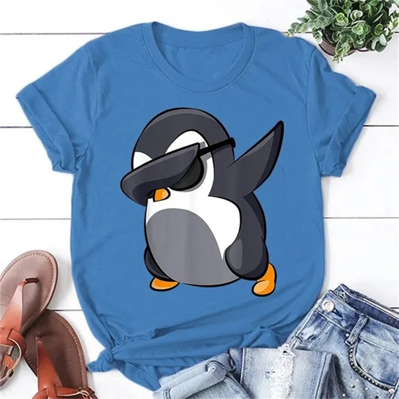 T-shirt manches courtes homme et femme, estival et décontracté, avec impression de Dab Penguins, de haute qualité