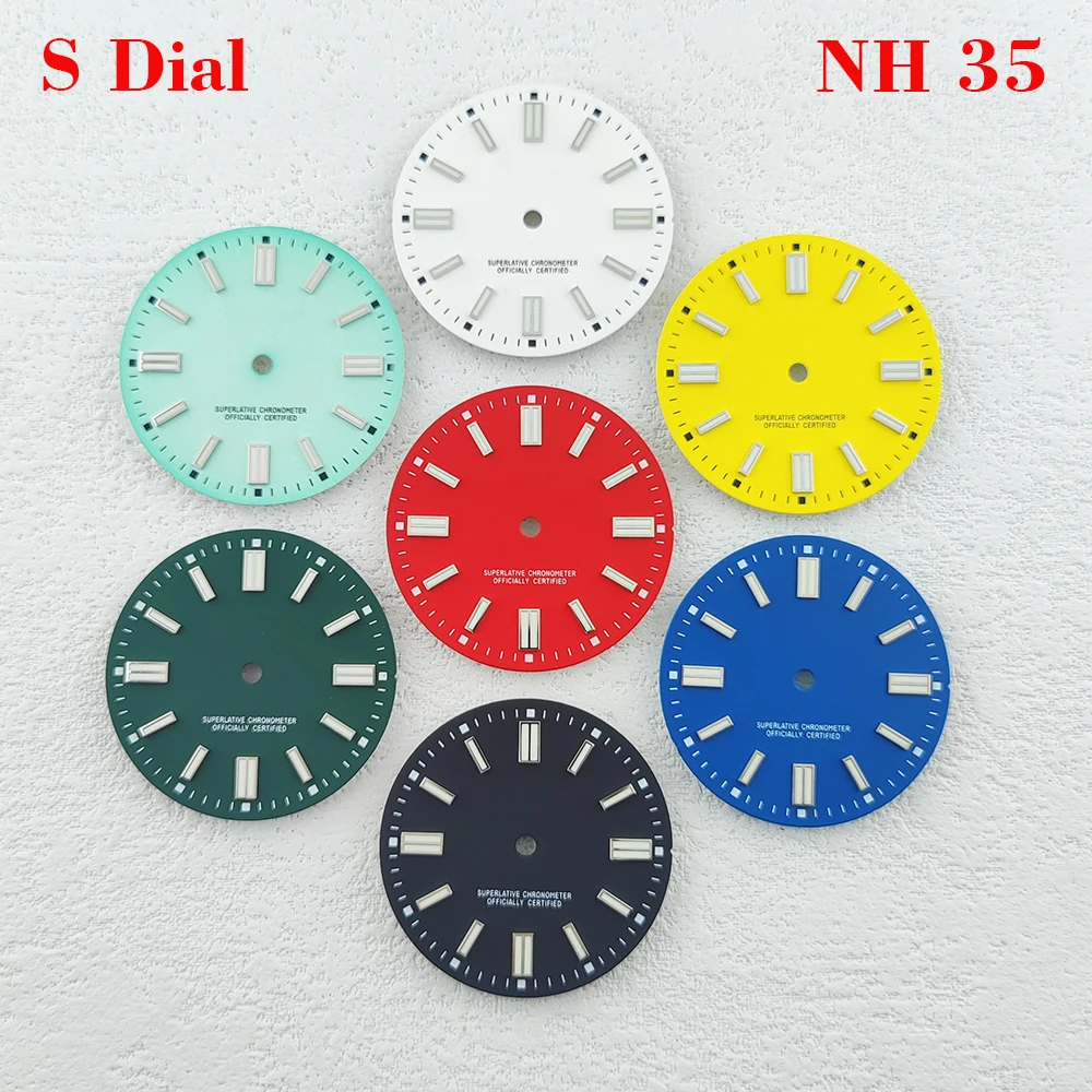 

28.5mm S Logo NH35 Dial Matte Dial Fit NH35 Movement Single calendar. No calendar NH35 Watch Modification Accessories