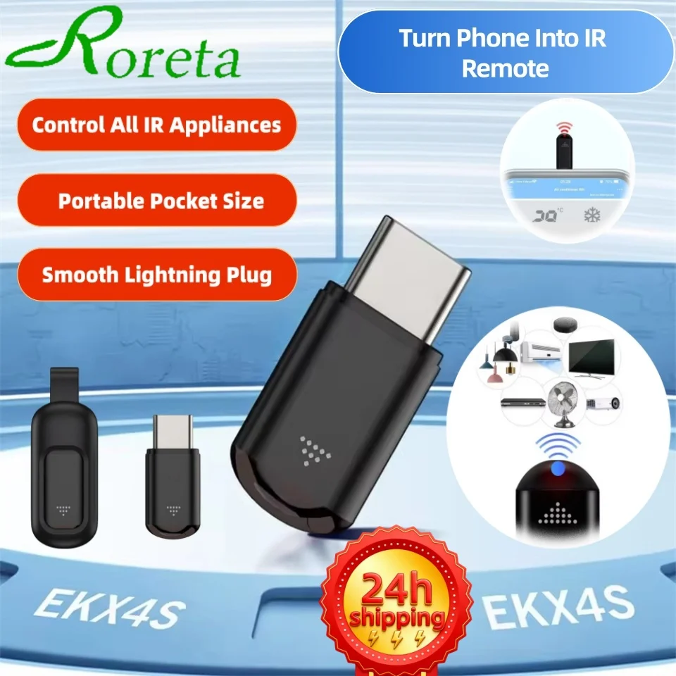 Roreta Type C Smartphone Infrared Transmitter Control Smart App Control Adapter Infrared Remote Suitable for Television