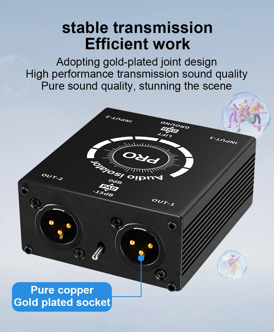 Gängiger Ground-Filter XLR Audio-Isolator zur Störungsunterdrückung von Strom und Geräuschen für Mixer und Mikrofone – Multifunktionaler Rauschisolator mit Messfunktion – Detail 7