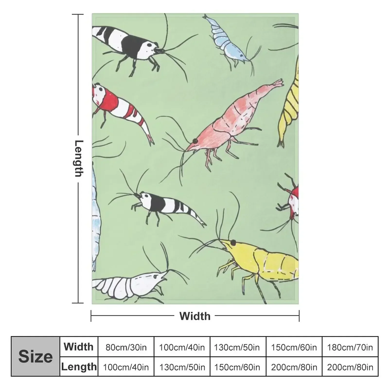 Fancy Aquarium Shrimp Pattern Throw Blanket couch cozy soft plush fuzzy picnic outdoor blanket