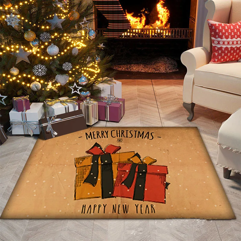 

Merry Christmas Home Decor Carpets For Living Room Soft Warm Bedside Sofa Floor Mats Bedroom Non-slip Hallway Area Rugs Washable