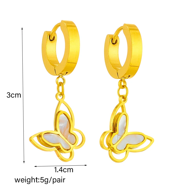 LAMENGLY 316L Stainless Steel Hollow Butterfly Charm Earrings For Women Girl New Non-fading Ear Buckle Jewelry Gift Wedding