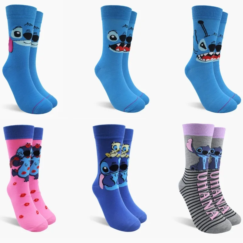

Disney Stitch Medium Socks Cartoon Cute Anime Breathable Absorb Sweat Long Cotton Sock Autumn Winter Warm Cosplay Japanese Style