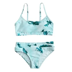 Gestreifter Druck Mädchen Badeanzüge Bikinis Set Mädchen 2 Stück Badeanzug Biquini Mädchen Tankini Kinder Bade bekleidung Kinder Badeanzug