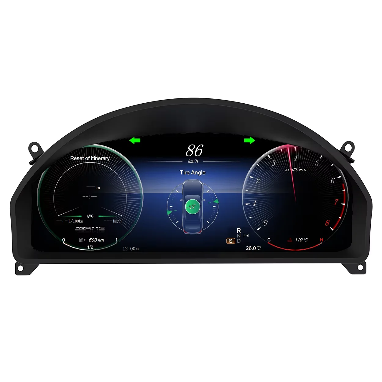 العنقودية لمرسيدس بنز C-Class W204 NTG4.0 2008-2011 عداد السرعة لوحة القيادة مقياس سرعة الدوران الرقمي الظاهري قمرة القيادة LCD أداة