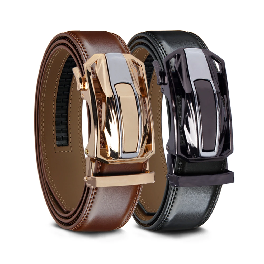 2PCS Men Belt Automatic Buckle Belt Fashion Alloy Belts Genune Leather Luxury Belts for Men Business Luxury Designer Clothes，Unisex Vintage Belt Genuine Leather Cowskin Waistband Black with Silver Buckle for Men and Women Fashion Belt for Jeans Pants