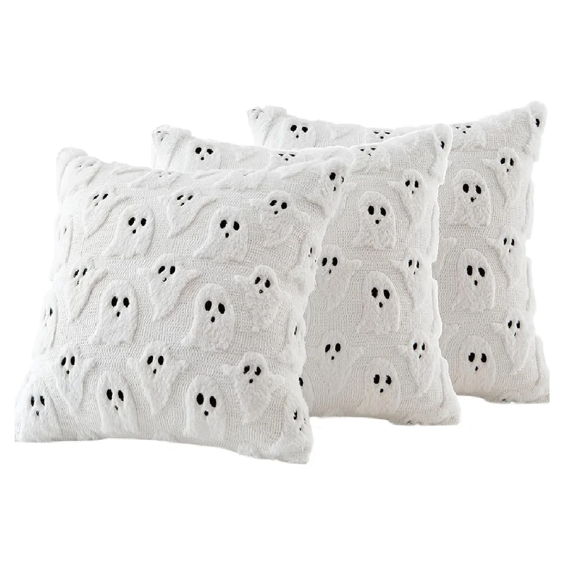 Halloween For Home Decorations Ghost Decorative Pillow Covers 18X18 Set Of 3, Throw Cushion Cases For Fall Autumn Holiday-A27R