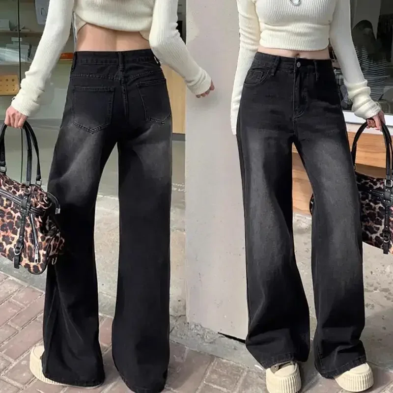 Hot Sale 2026New Retro American Long Wide-leg Pants Spice Girl Loose Jeans Women's Mid-rise Straight-leg Pants 2026