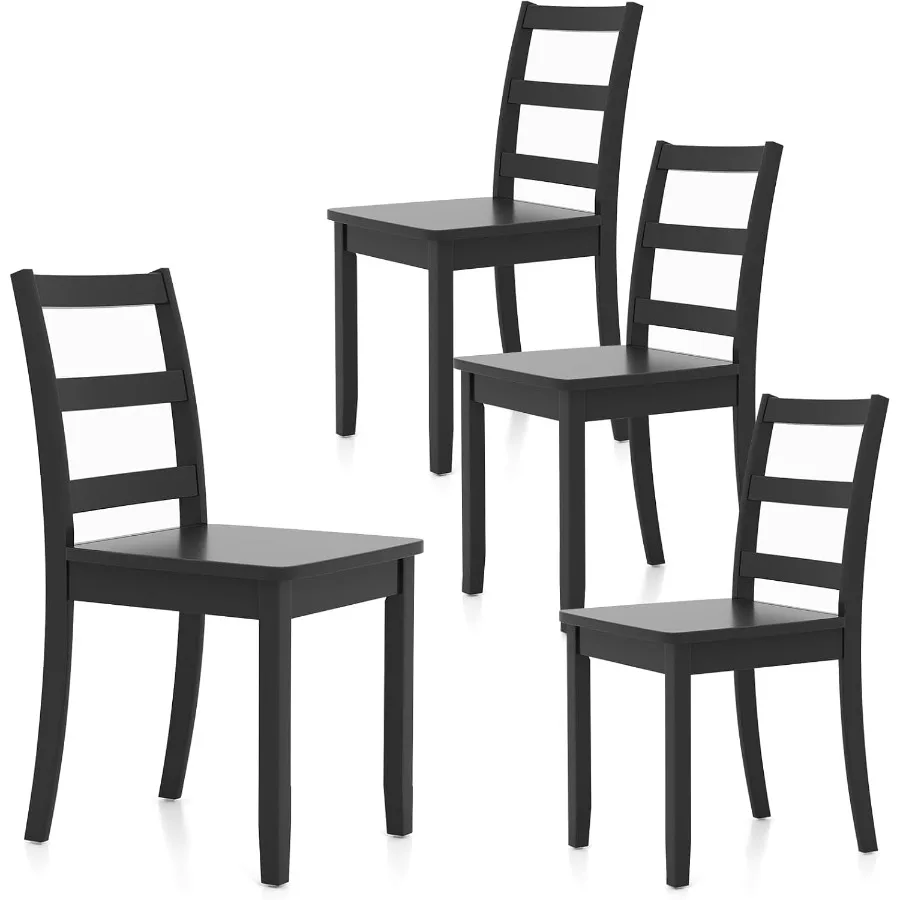 Dining Chairs Set of 4 Ladder Back Side Chairs with Solid Rubber Wood Legs NonSlip Food Pads 4Pack SpaceSaving Armless Dining C