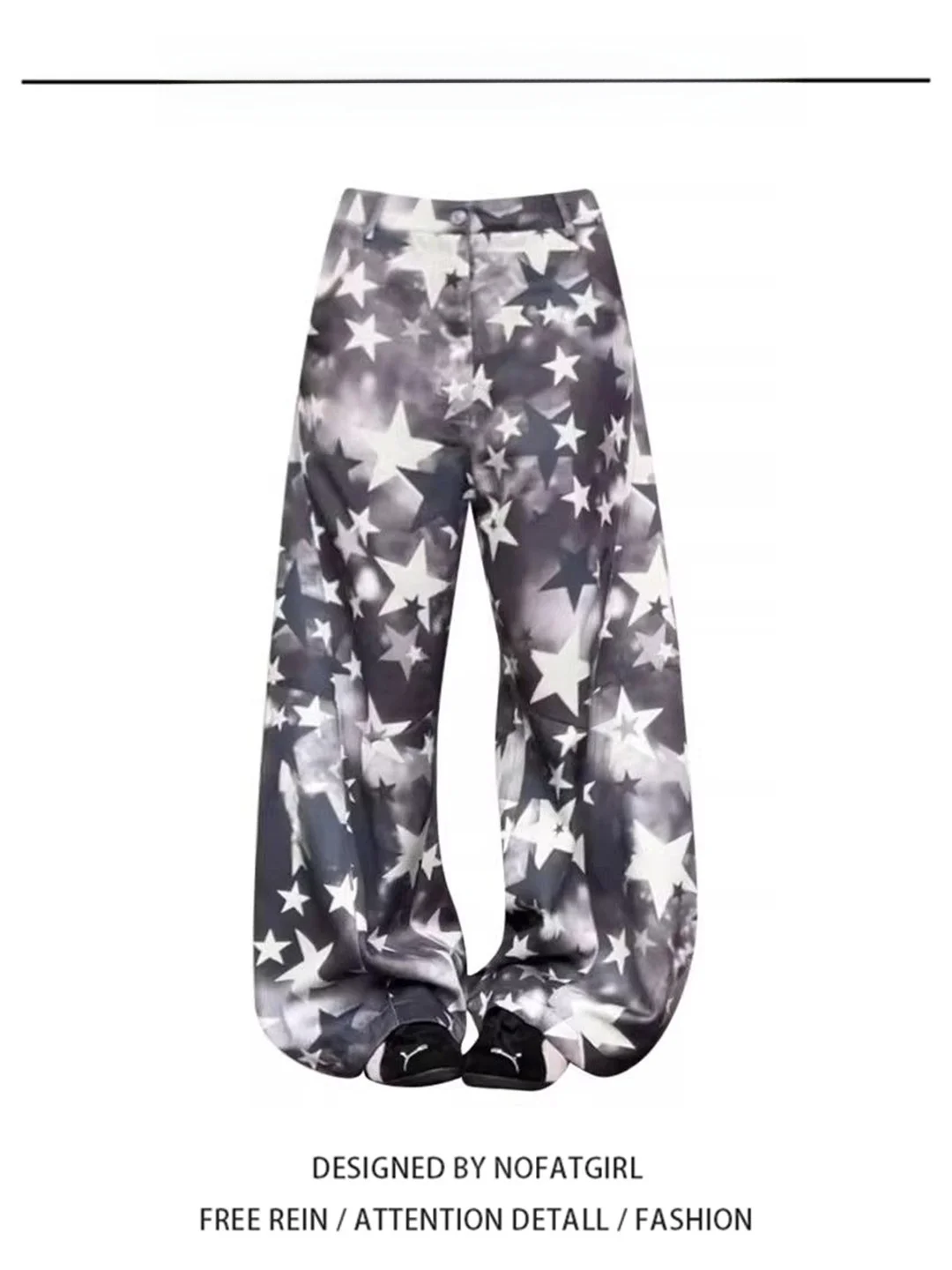 

Американские модные брюки с градиентным звездным принтом, широкие штаны для женщин, уличные спортивные повседневные брюки в стиле хип-хоп, осенние брюки с высокой талией
