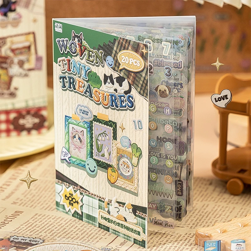 Mr.Paper - Libro de Pegatinas PET de 20 Hojas, Pegatinas con Estilo Bordado para Diario, Scrapbooking y Manualidades