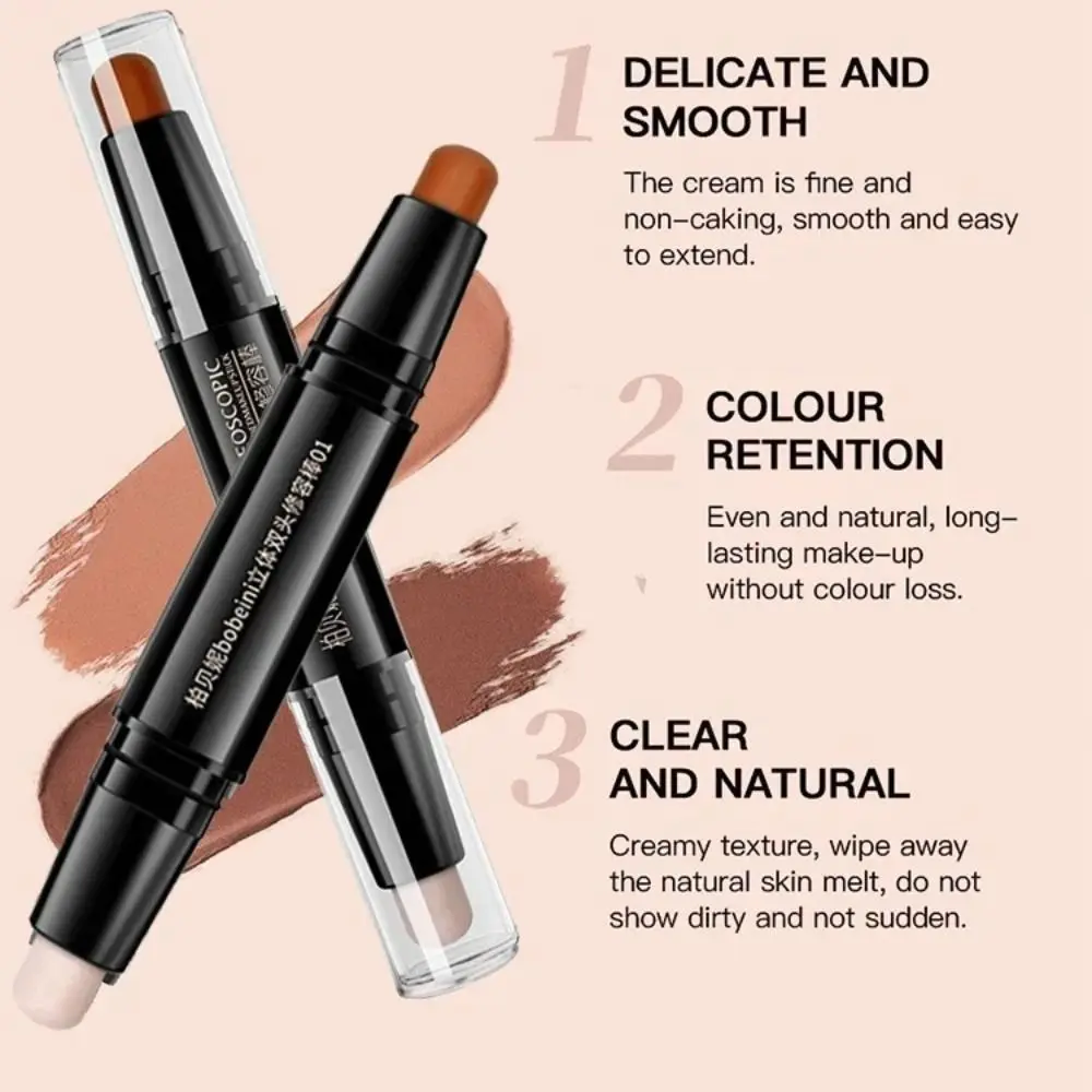 New Double-headed V Face Contouring Stick Face Makeup 2-in-1 High Nose Bridge Shadow Long Lasting Face Brighten Stick