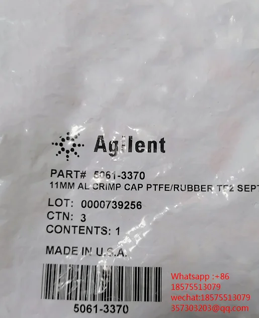 

For Agilent 5061-3370 Bottle Cap Clamp, Silver Aluminum, PTFE/ Red Rubber Septa, 11 mm, 500/ Pack 5061 3370