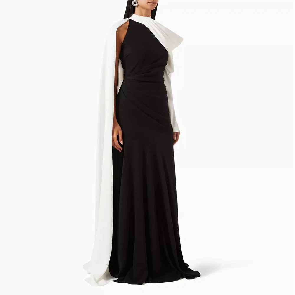 

Halter Evening Dress For Sexy Women 정장원피스 Vestidos de festa Elegant Formal Mermaid Cocktail Party Prom Gown With Long Shawl